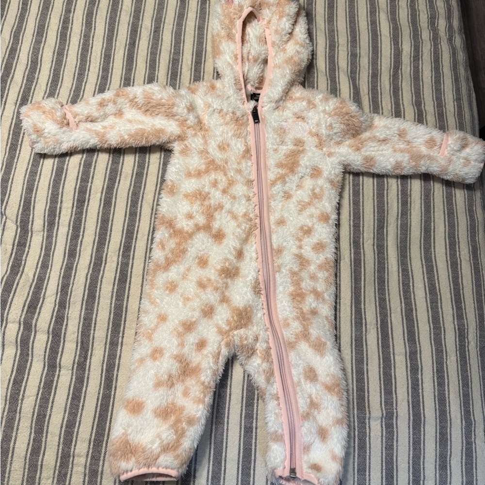 The North Face Cream and Pink Fleece Baby One Piece